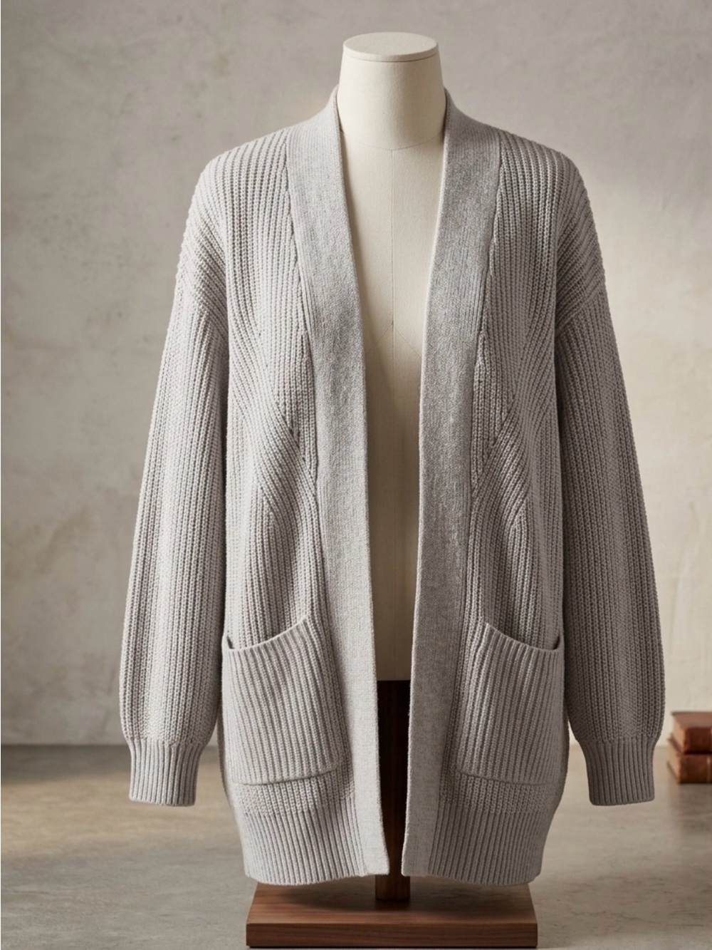 Universal Thread Light Gray Ribbed Open-Front Cardigan